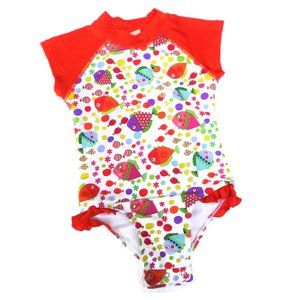 Snapme Rash Guard Fish Ruffle One Piece Swimsuit 3